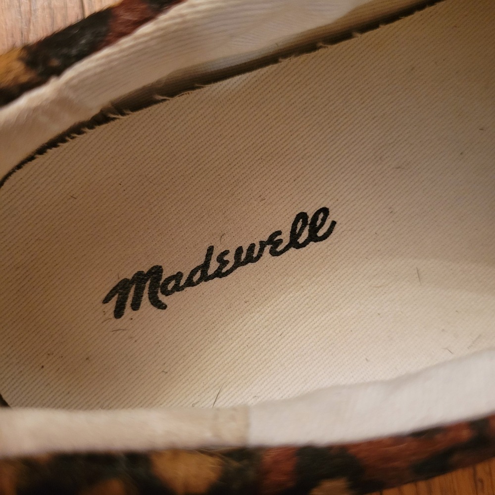 Madewell Sidewalk Leopard Print Calf Hair Sneakers Lace Up Low Top Shoes - Picture 5 of 8